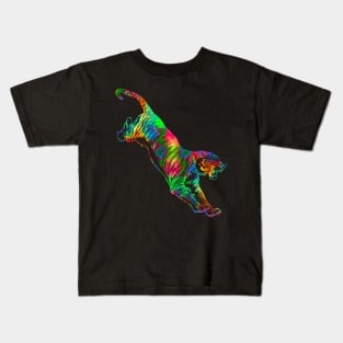 Tiger Abstract Colour Silhouette Art Kids T-Shirt